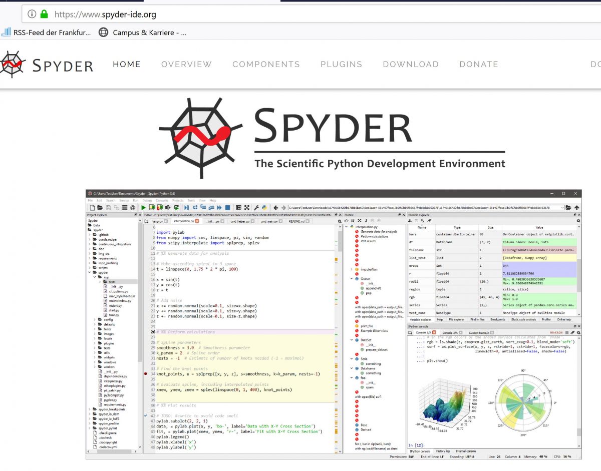 spyder working environment for python - website 