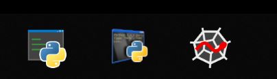 part of the task bar in windows with icons for spyder and a python environment